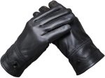 Tillonetiy Men's Winter Genuine Sheepskin Gloves, Touch Screen Warm Leather Gloves for Men, Cashmere Lined Outdoor Driving